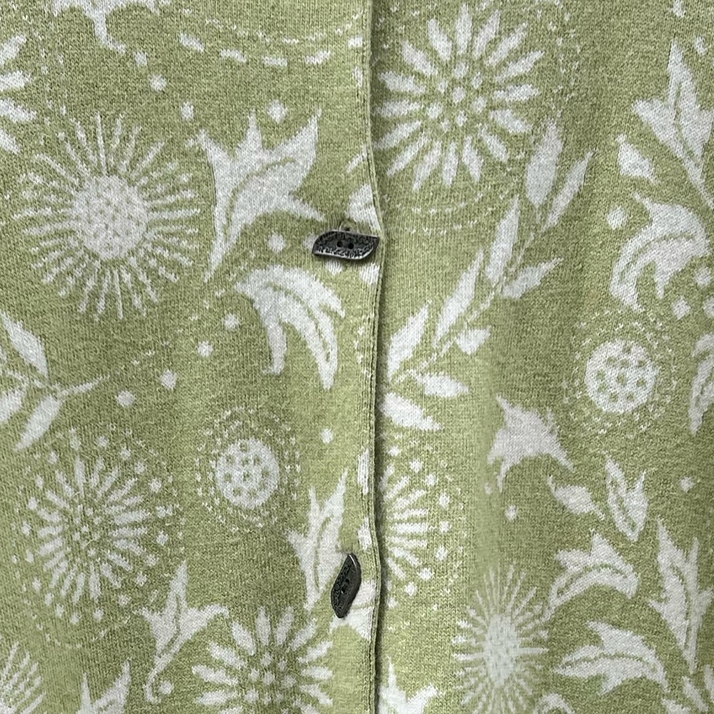 VTG Icelandic Design size M green floral angora blend button cardigan sweeter - Picture 3 of 5